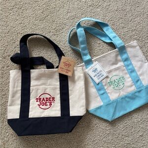 Trader Joe's Canvas Tote Bag Set - Navy and Blue